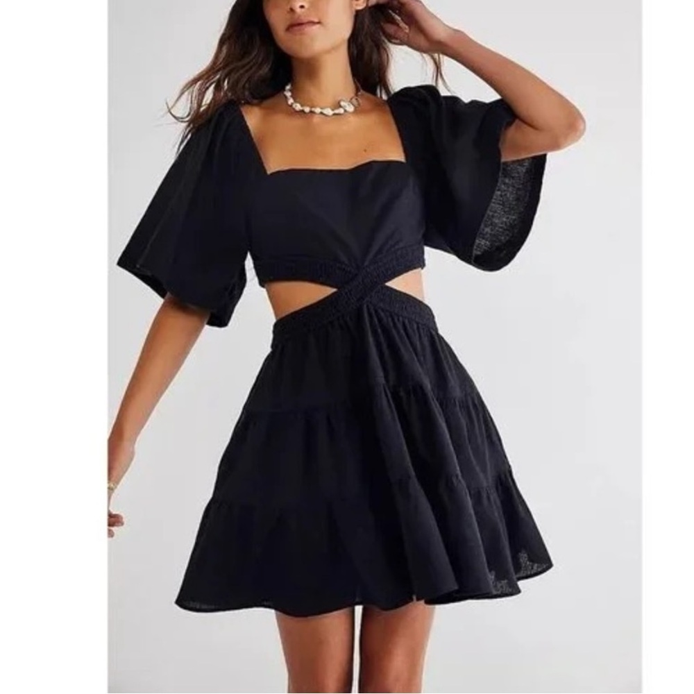 Free People Cross of Sunlight Mini Dress Black Medium